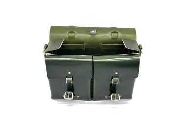 Seasoned No. 4316 - Bohemian Leather Satchel in British Racing Green with Two Front Medium Pockets, Pro-Series Strap, and Removable Leather Divider