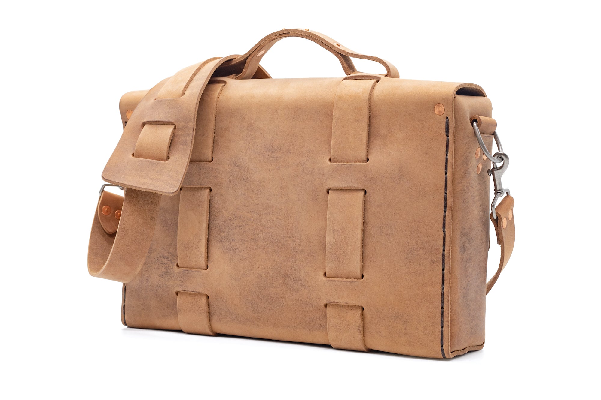 Limited Edition No. 4313 - Minimalist Standard Leather Satchel in Pecan Cream - ONLY 1 MADE