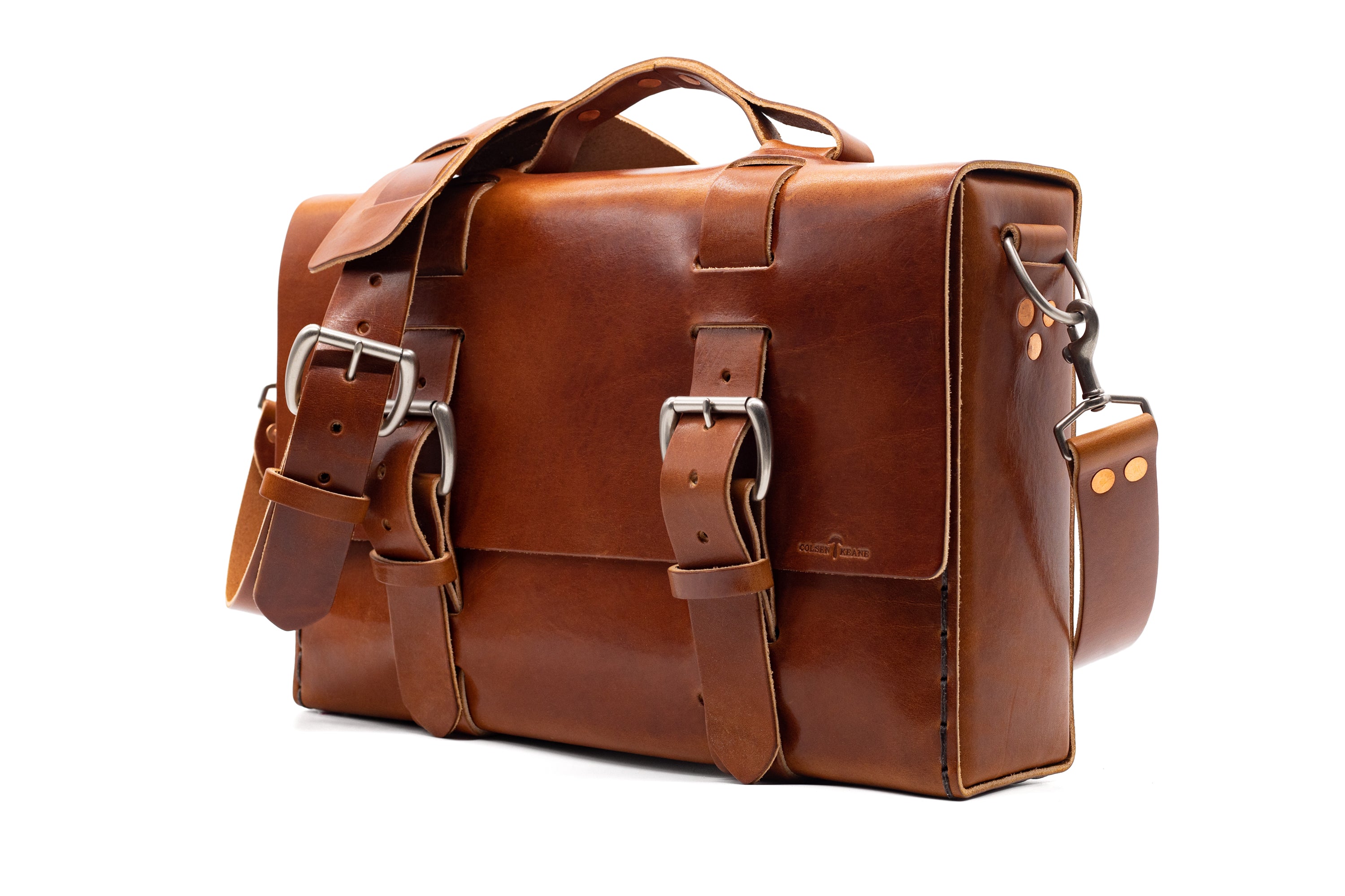 LIMITED EDITION NO. 4313 MINIMALIST STANDARD LEATHER SATCHEL IN AMBER BROWN - ONLY 1 MADE