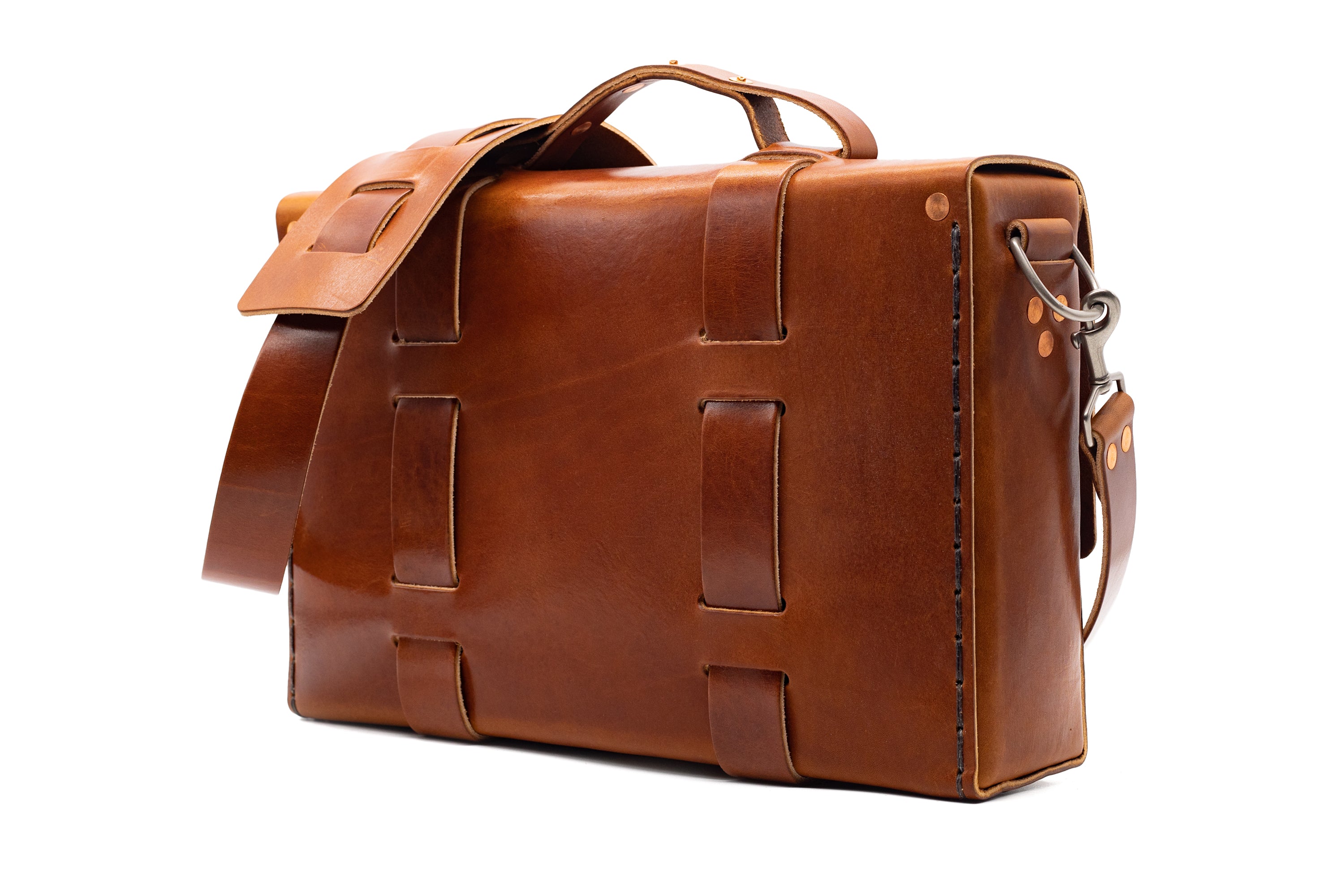 LIMITED EDITION NO. 4313 MINIMALIST STANDARD LEATHER SATCHEL IN AMBER BROWN - ONLY 1 MADE