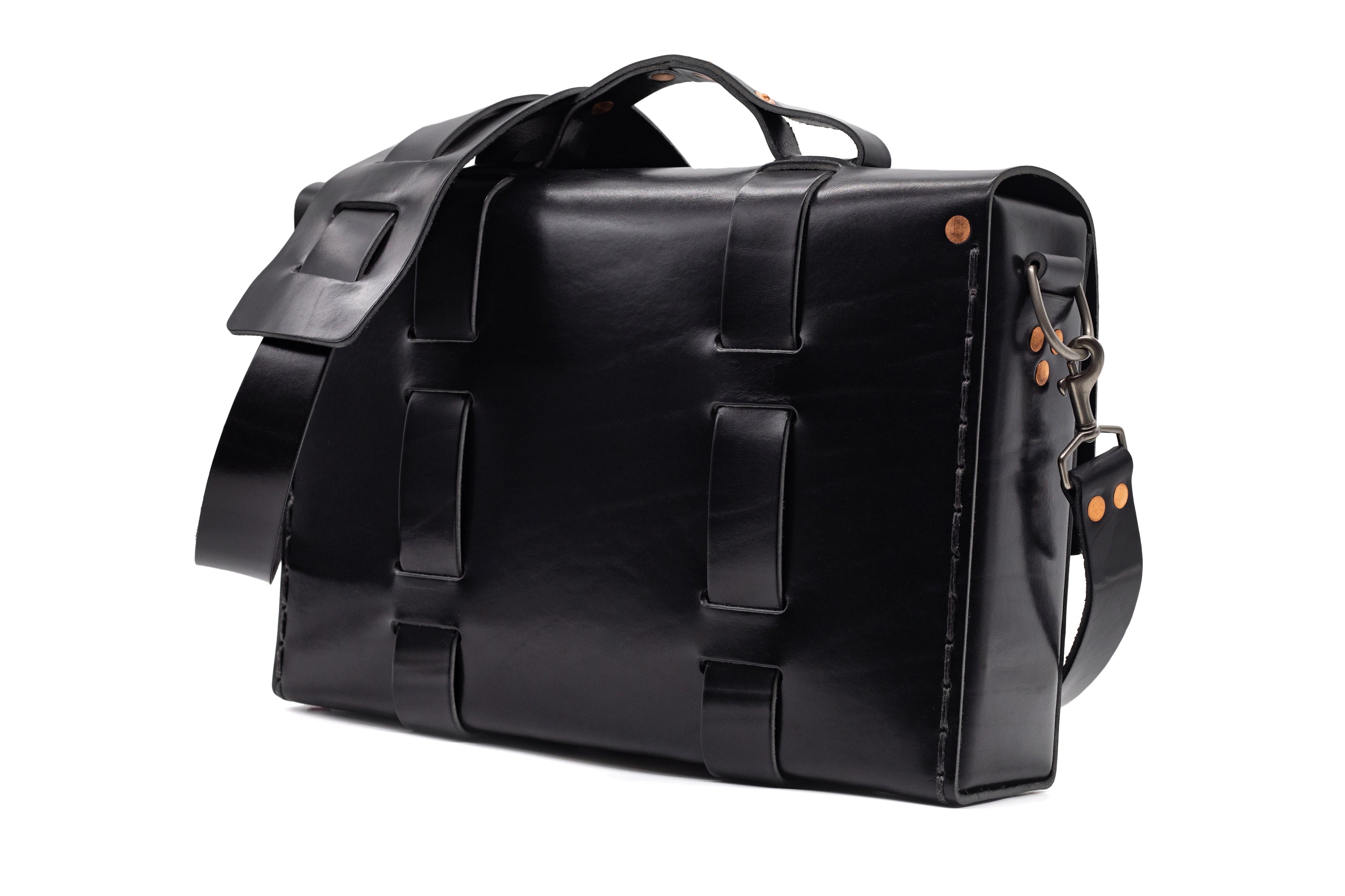 LIMITED EDITION NO. 4313 MINIMALIST STANDARD LEATHER SATCHEL IN CHESTERFIELD BLACK - ONLY 2 MADE
