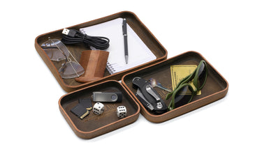 ColsenKeane No. 1222 Valet Tray | Wet-Molded Full Grain Leather | Handcrafted Desktop Organizer