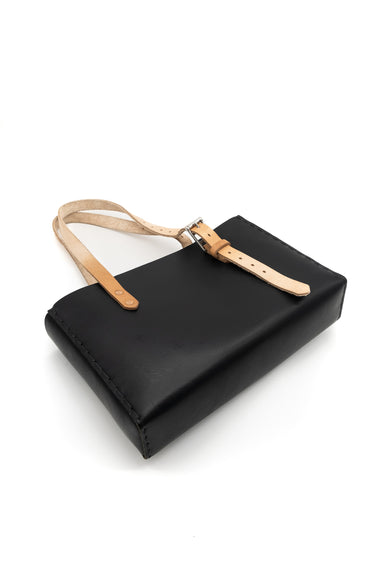 Seasoned No. 714 - Tote in Buffalo Black with Natural Tan Straps & Rear Insert