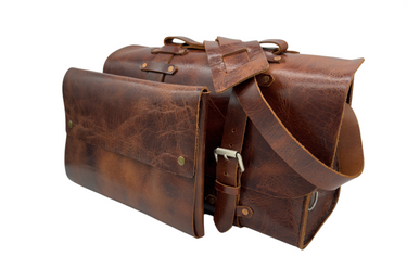 Seasoned No. 4311 - Large Satchel in Glazed Tan With Rear Exterior Pocket and Leather Divider