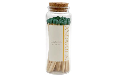 Glass Jar of 60 Wooden Matches | Cork Stopper | Integrated Exterior Strike Pad