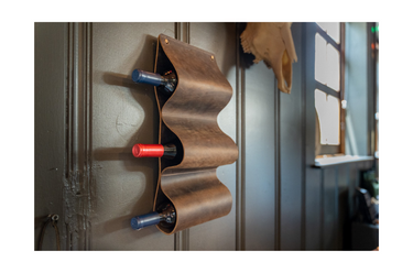 ColsenKeane No. 121 Wall-Mounted Wine Rack | 8/9oz Full Grain Leather | Handcrafted 3-Bottle Floating Display