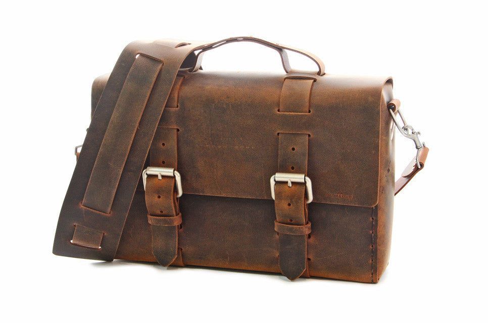 Limited Edition No. 4313 - Standard Minimalist Leather Satchel in Distressed Buffalo