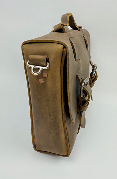 Seasoned No. 4313 - Minimalist Standard Leather Satchel in Crazy Horse with Rear Insert