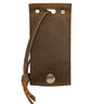 Brown leather luggage tag on a white background