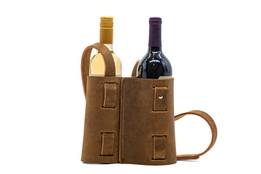 ColsenKeane No. 119 Wine Carrier | 8/9oz Full Grain Leather | Handcrafted Single or Double Bottle Tote