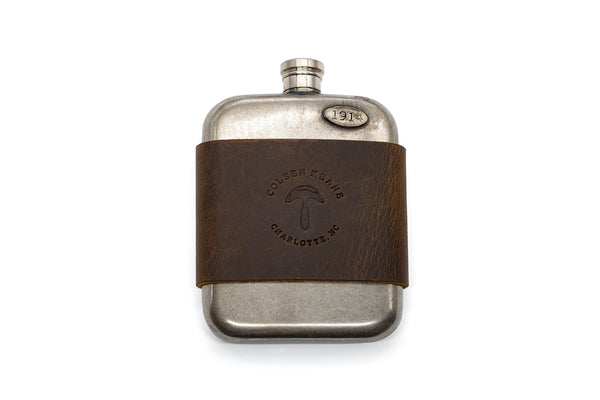No. 618 - Leather Wrapped Vintage Pewter Flask – ColsenKeane