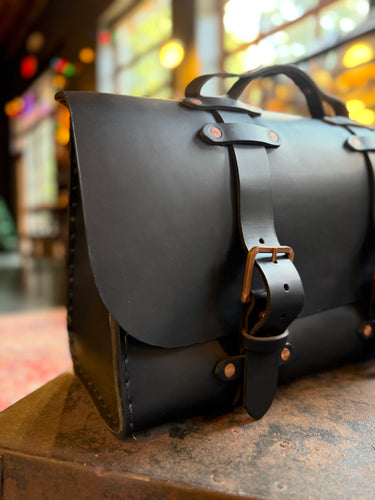 2026 Sample Sale - Large No. 4311 Satchel in Bridle Black With Copper Buckles