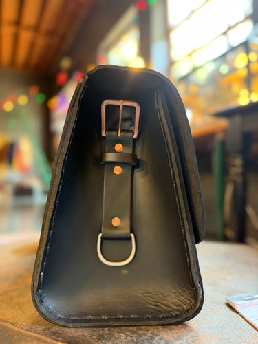 2026 Sample Sale - Large No. 4311 Satchel in Bridle Black With Copper Buckles