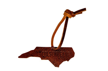 ColsenKeane North Carolina Leather Ornament | 5/6oz Full Grain Leather | Handcrafted NC State Silhouette