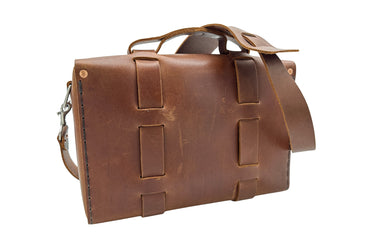 Seasoned No. 4313 - Minimalist Standard Leather Satchel in Rye Whiskey With Rear Insert