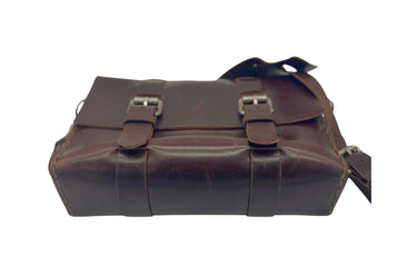 SEASONED COLLECTION NO. 4313 MINIMALIST STANDARD LEATHER SATCHEL IN Relaxed Mahogany with Newspaper pocket & 2 leather dividers