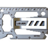 A silver aluminum multi-tool card with a ruler, hex wrench, and screwdriver bit holder, branded with the LEVER logo, shown on a white background.