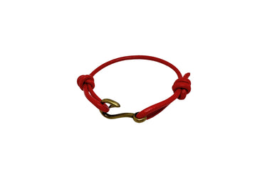 ColsenKeane Silver-Tone Hook Leather Bracelet | Hand-Tied Leather Cord | Adjustable Minimalist Cord Jewelry