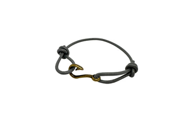ColsenKeane Silver-Tone Hook Leather Bracelet | Hand-Tied Leather Cord | Adjustable Minimalist Cord Jewelry