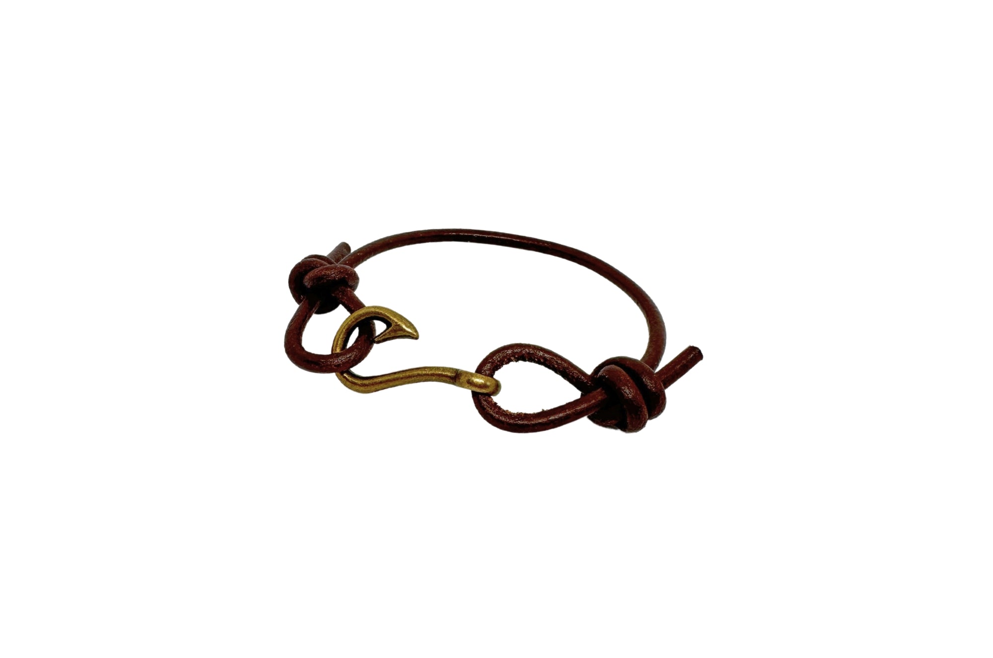 Fish Hook Hand-Tied Leather Bracelet