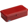 A b steel stackable storage box with a flat lid, featuring a simple design with no visible handles or openings.red