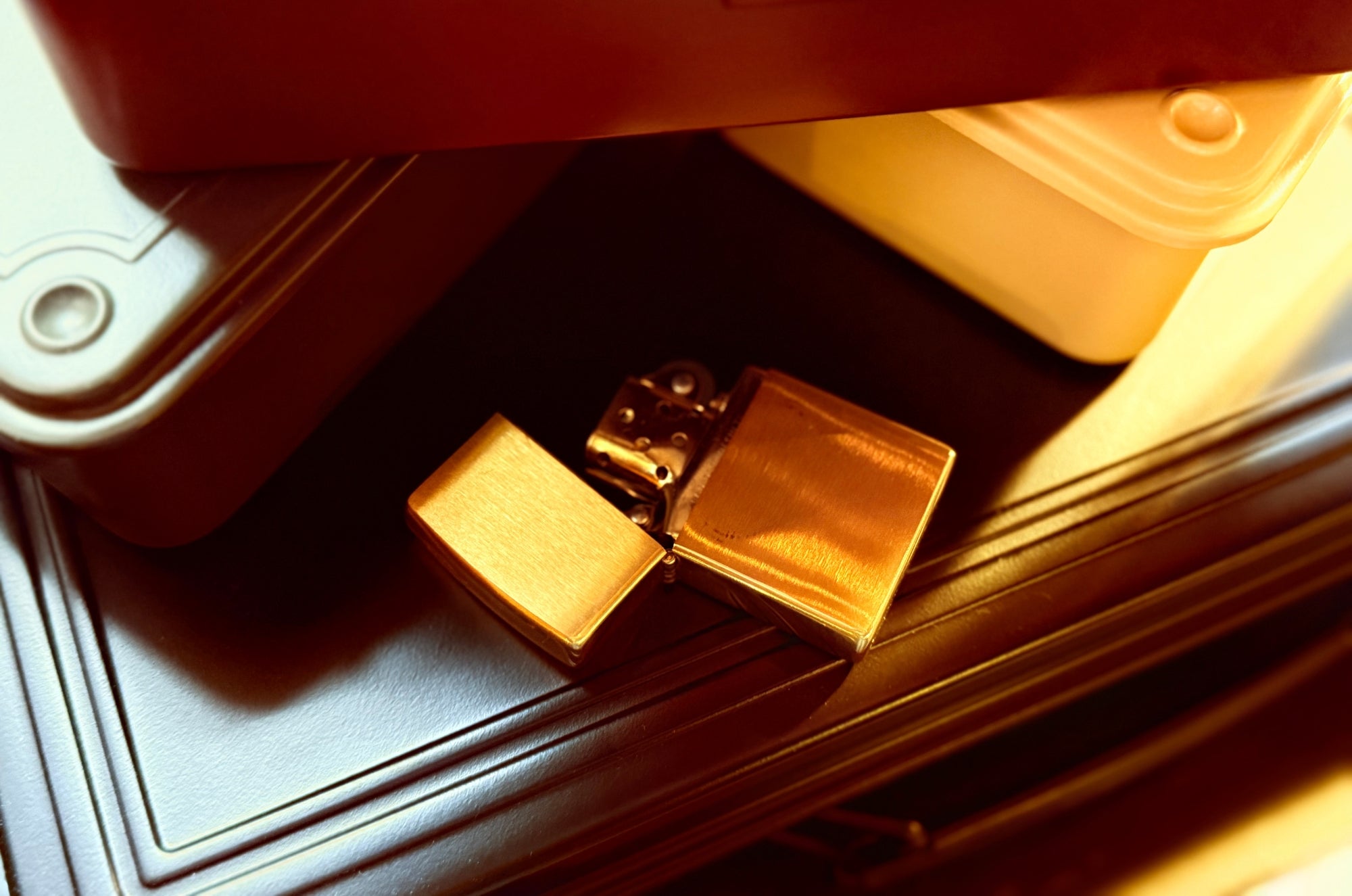 Brushed Brass Zippo Lighter Gift Set
