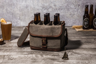 ColsenKeane Beer Caddy Cooler Tote | Distressed Waxed Canvas | Removable Padded 6-Pack Divider