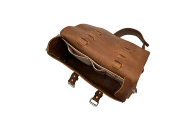 Seasoned No. 4313 - Minimalist Standard Leather Satchel in Rye Whiskey With Rear Insert
