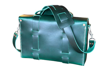 ColsenKeane No. 4313 Minimalist Satchel | 8/9oz Full Grain Leather | Hand-Stitched EDC Bag in Sherwood Forest Green