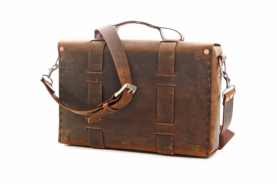 Limited Edition No. 4313 - Standard Minimalist Leather Satchel in Distressed Buffalo