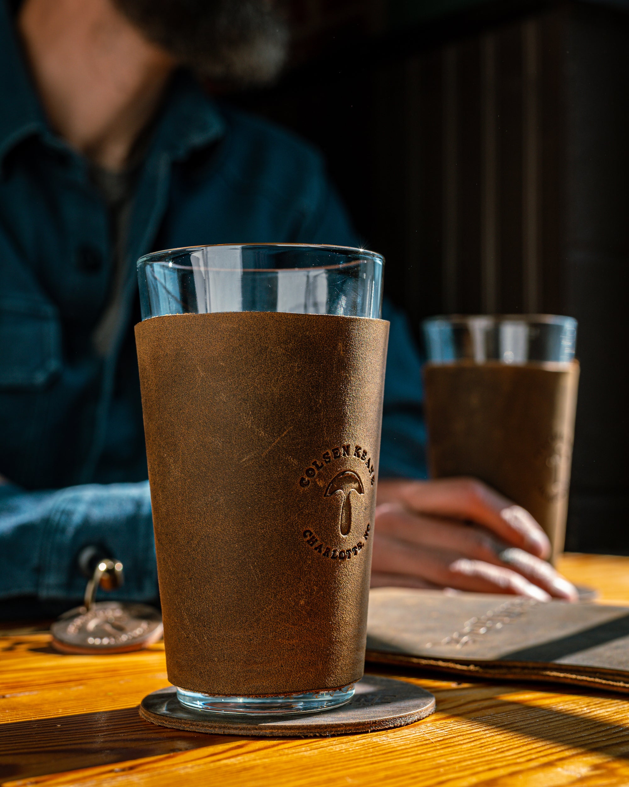 Leather Wrapped Pint Glass