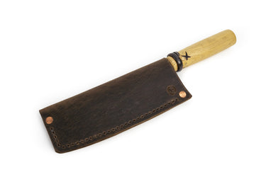 ColsenKeane No. 421 Master Shin Vegetable Knife | Hand-Forged Korean Rail Steel | Hand-Stitched Full Grain Leather Sheath