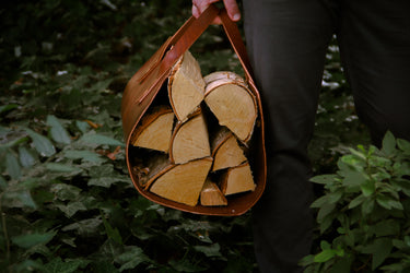 ColsenKeane No. 11120 Log Carrier | 8/9oz Full Grain Leather | Heavy-Duty Firewood Transport Tote