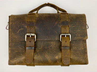 Seasoned No. 4313 - Minimalist Standard Leather Satchel in Crazy Horse with Rollerboard Strap