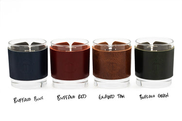 ColsenKeane No. 628 Leather Wrapped Whiskey Glasses | 12oz Rocks Glass | Handcrafted Removable Leather Sleeves