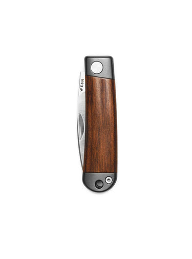 WESN The Henry Knife | Sandvik 14C28N Swedish Steel | Cherry Wood & Titanium | Custom Leather Sheath